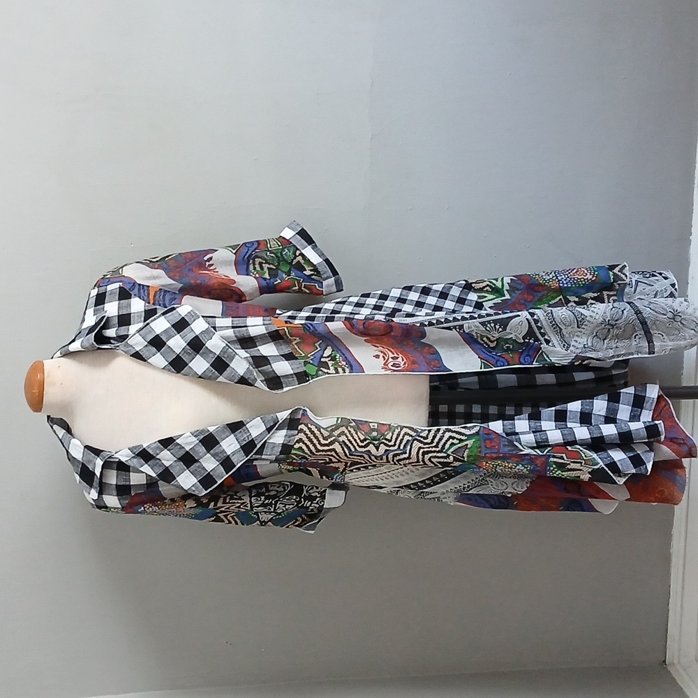 Colorful Checkered Open Front Duster Size M